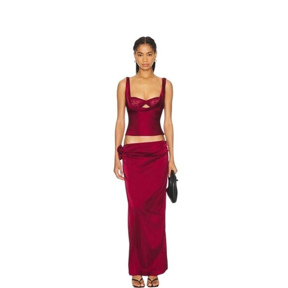 LIONESS Delilah Satin Cowl Top in Burgundy Coquette Night Out, size S NWOT - Picture 4 of 10